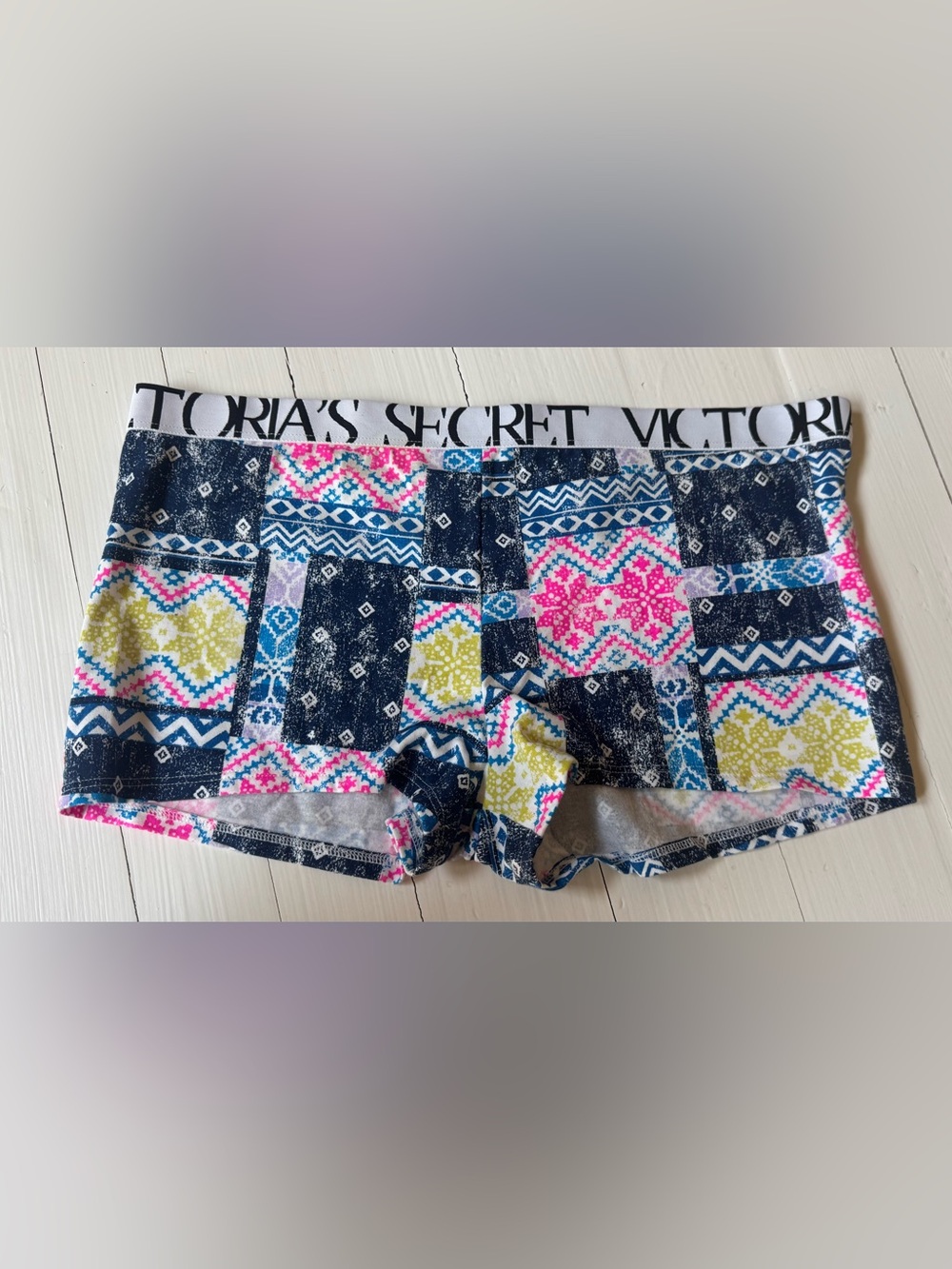 NWT Victoria's Secret Shortie Boyshort Underwear XL Patchwork Fair Isle 2016